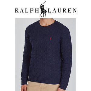 Polo Ralph Lauren Cable Knit SILK Sweater Navy XL